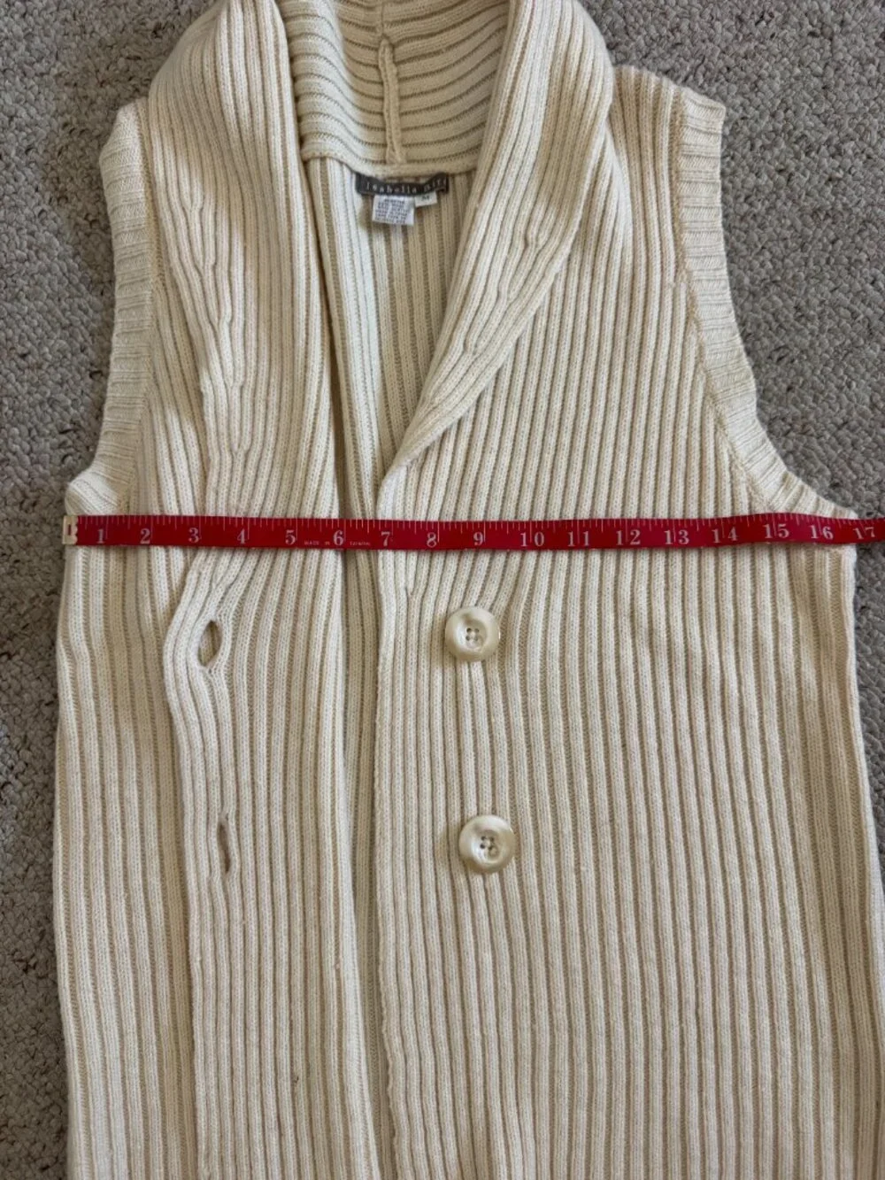 Cream Cardigan Sz M Wool Blend Isabella Bird Sleeveless Ivory Off white